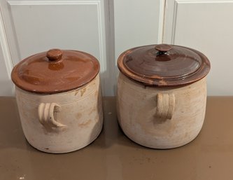 French Terracotta Lidded Bean Pots