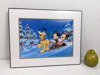 Vintage 1999 Lithograph From Disney Of Mickey, Minnie And Pluto #24