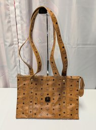 Authentic Vintage Signature MCM Monogram Visetos Cognac Leather Tote Bag