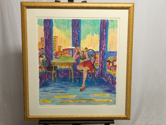 Framed & Signed, Original Work, Painting By Carolyn Fox 1986, Titled 'Monotype'