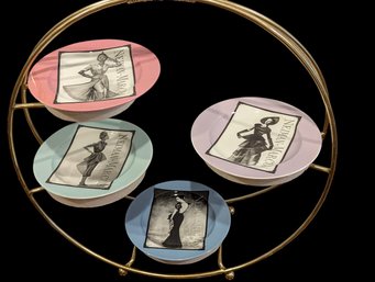 Four Vintage Decorative Neiman Marcus Fashion Illustration Plates In Mint Condition.