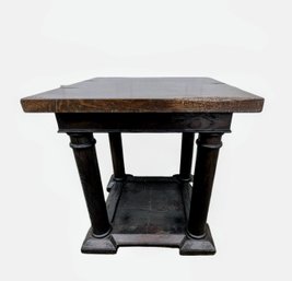 Custom Fumed Solid Oak Neoclassical Side Table