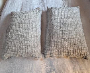 2 Standard Light Grey Rectangular Shaped Shames By Restoration Hardware