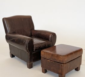 Restoration Hardware Club Chair And Small Ottoman