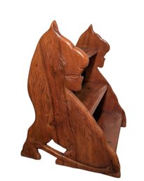 Hand Carved Wooden Victorian Style Lion Library Step Ladder Shelf