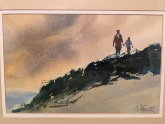 Father & Son Or Grandfather & Son? Original Painting By Curtiss Rosser In Muted Shades Of Blues And Greens