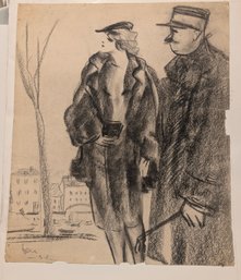 Captivating Charcoal Work By Theophile Alexandre Steinlenin Depicting Parisian Life.  Print?