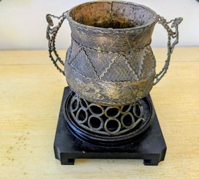 Bronze Tribal Pot Made In Ghana, Africa