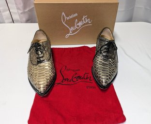 Womens Christian Louboutin Zazou Python Oxfords With Dust Bag & Box - Size 39