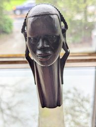 Small Vintage East African Ebony Wood Bust 6' Tall