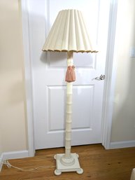 Faux Bamboo Floor Lamp In An Off-white Crackled Finish