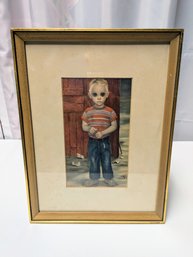 Vintage 1960  Margaret Keane (1927-2022) Framed Print, Titled ''Blond Boy''