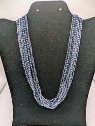 Multi Strand Blue Gray Necklace