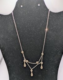 Vintage .925 Sterling Silver Marcasite Drop Chandelier Necklace