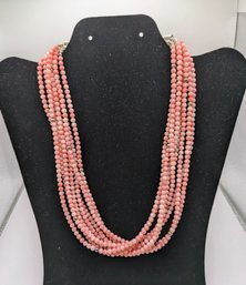 DTR .925 Sterling  By Designer Jay King Coral Bead Multi Strand Necklace