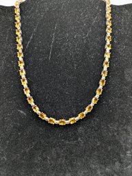 .925 Sterling Silver Natural Yellow Citrine Gemstone Tennis Necklace