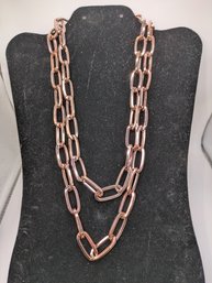 YOSCA Metallic Rose Gold/Copper Tone Link Design Necklace