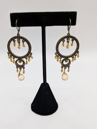 Vintage Beaded Circular Chandelier Style Drop Earrings