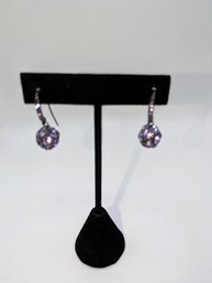 Vintage Purple Rhinestone Ball Earrings