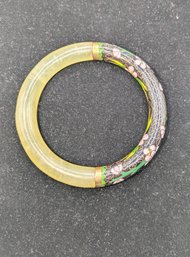 Vintage Chinese Jade Cloisonne Bangle Bracelet