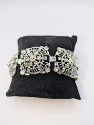 Vintage Silver Tone Art Deco Filigree Bracelet