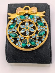 Vinntage Blue & Green Filigree Design Pendant/Brooch Only - No Chain