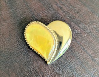 Vintage Gold Tone & Acrylic Heart Brooch