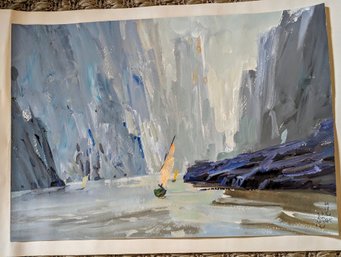 Signed Chinese Gouache Painting  Sichuan Institute Of Fine Arts
