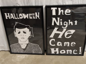 (2) Framed Digital Artworks By Artist Dan Joel Katz - 'Halloween' Michael Myers & The Night He Came Home