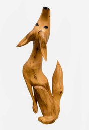 Whimsical Hand Carved Folk Art Coyote Signed By Pete Ortega