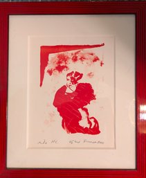 Kjetil Finne (Norwegian, B. 1951) Signed Original Lithograph  'Portrett I (Rd)' Rare H.C. Edition