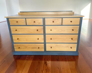 Dorest Custom Furniture, Dorset, Vermont, Custom-handmade, Solid Wood Quarter-sawn Sycamore Dresser Blue Frame