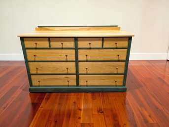 Dorest Custom Furniture, Dorset, Vermont, Custom Handmade Solid Wood Quarter-sawn Sycamore Dresser Green Frame