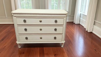 Vintage 20th Century Reproduction White Painted Swedish Gustavaian Style Chest Of Drawers