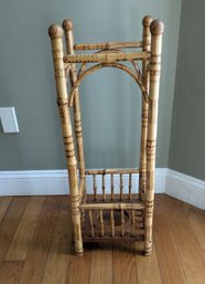 Vintage/antique Bamboo & Rattan Umbrella Stand With Wood Base