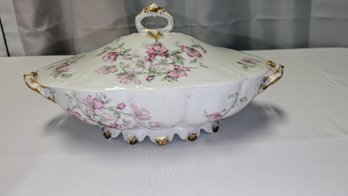 Antique/Vintage Haviland Limoges, France, Oval Porcelain Tureen / Covered Vegetable Dish