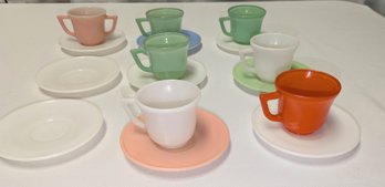 1940s Vintage Hazel Atlas Pastel Platonite Milk Glass  Little Hostess Child's Play Tea Set