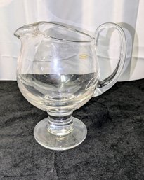 Krosno, Poland Vintage MCM Handcrafted Clear Glass Pedestal Martini/Cocktail Pitcher