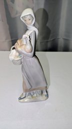 Lladro 'Girl With Cockerel' Porcelain Figurine - No Box