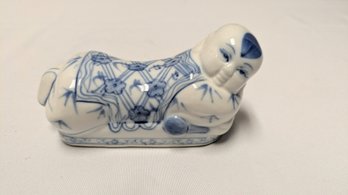 Vintage Chinese Blue And White Porcelain 'baby Pillow' Figurine