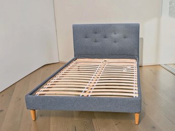 IKEA IDANS Queen Size Upholstered Bed Frame In Gray Fabric