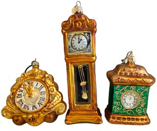 Three Kurt Adler 'Clocks' Polonaise Ornaments (K3)
