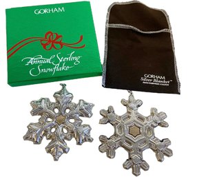 Two Gorham Annual Sterling Snowflake Ornaments - 1985, 1988 (K10)