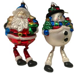 Two 'Christmas Classics' Hand Blown Glass Ornaments (J5)