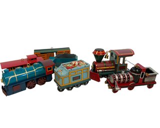 A Group Of Seven Train Ornaments Circa 1990s  - Hallmark And More (K6)