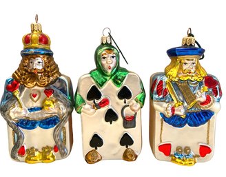 Three Kurt Adler 'Royal Cards' Polonaise Ornaments  (J8)
