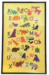 Large Vintage ABC Crewelwork Wall Hanging 22' X 37'