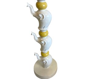 Mid Century Carved Elephant Table Lamp 24'