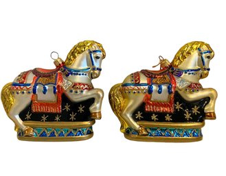 Two Kurt Adler 'Carousel Horse' Polonaise Ornaments (K7)