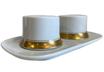 Three Piece Vintage Fine China Gold Rimmed S & P Set